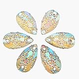 100pcs Art Clear Bling Crystal Drop Resin Bead AB Color All Stars Flatback Sew On Stone Buttons Rhinestones Embellishment Sewing For Garment Accessories DIY Decoration 11x18mm 2 Holes
