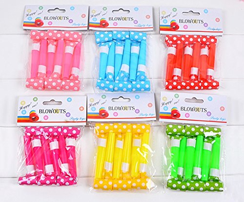 Black dot Blowouts Party Blowers Whistle Noise Maker - Pack of 30