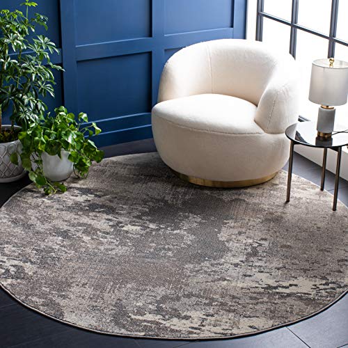 SAFAVIEH Madison Collection Accent Rug - 3' Round, Beige & Grey, Non Shedding &…