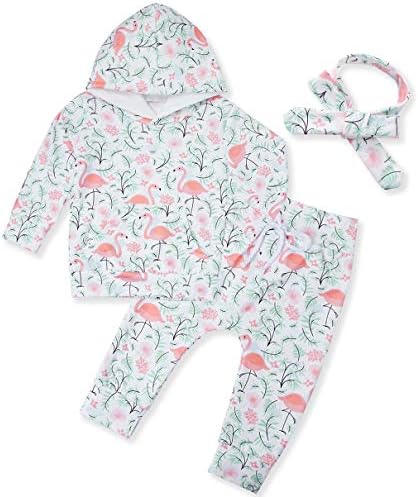 ALISISTER Newborn Baby Girl Outfit Clothes Hoodie Pants with Headband 3 Pcs Set