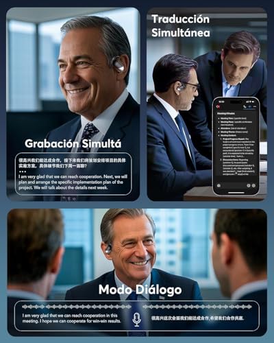 Paekole Auriculares Traductor en Tiempo Real, IA, 198 Idiomas | Traductor instantáneo de voz, auriculares abiertos, Bluetooth 6.1, 3 en 1, 60H batería, IPX7, viajes y reuniones