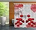 Red Poppies and Bricks Abstract Art Modern Decor Bathroom Poppy Flower Gray Decorations for the Home Apartment Street Fashion Artistic Graffiti Wall Print Polyester Fabric Shower Curtain