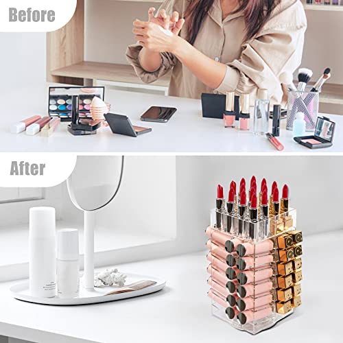 display4top Lipstick Holder, Acrylic Rotating 64 Lipstick Tower
