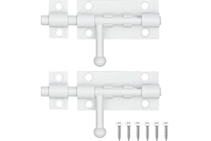 XQDWX Barrel Bolt Door Latch With Padlock Hole, Thickened 304 Stainless Steel Slide Door Lock, 4 Inch Matte White, 2 Pack, 224BB-WH-2
