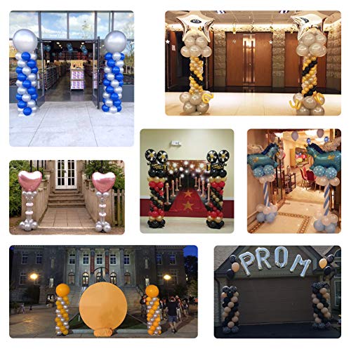2 Set Balloon Column Kit Base Stand and Pole 6 feet Height + 30Pcs Balloon Rings, Balloon Tower Decoration for Birthday Party Wedding Party Event Decorations