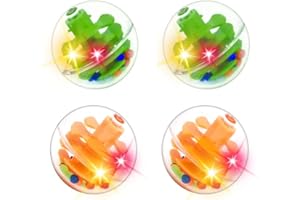 WEofferwhatYOUwant LED Activity Balls – 4 Motion-Activated Light-Up Rattle Balls for Toddler STEM Towers – 1.8" Sensory Toy f