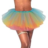 Dmaiy Women Tutu Skirt Tulle Ballet Tutu Classic Adult Layered Elastic Dance Skirts for Party Birthday Festival