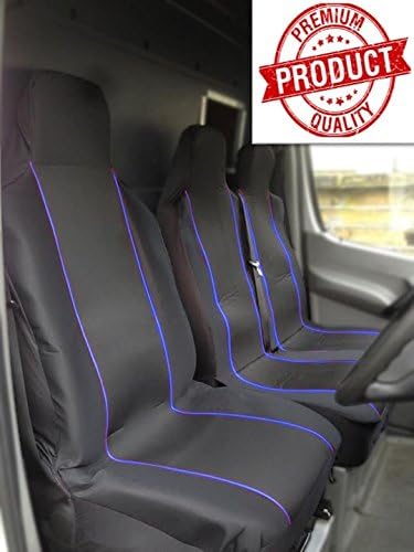 Mr E Saver Iveco Daily 2006 Tipper Truck Deluxe Foam Cloth Van Seat Covers - Black Blue Panels