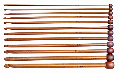 Tunisian Crochet Hooks Set Afghan Crochet Hook Tunisian Crochet Needles Bamboo 3 3.5 4 4.5 5 5.5 6 6.5 7 8 9 10