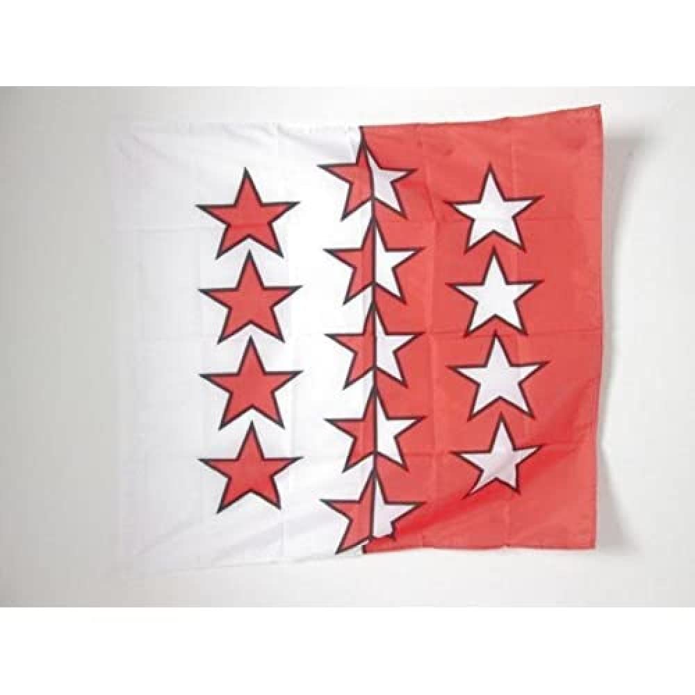 AZ FLAG - Canton of Valais Flag - 3x3 Ft - 100% Polyester Valais - VS Banner with Sleeve - Fade Resistant - Vivid Colors - 3' x 3' Feet - 90x90 Cm
