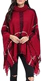 Anmengte Cape Turtleneck Tassel Batwing Cloak Sweater Shawl