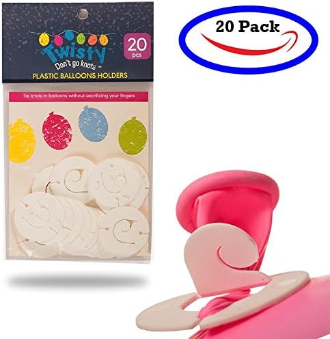 Twisty Tie-Free Balloon Kit by Twisty – Twist & Hang Discs for Perfect Balloons Instantly – 20 Twisty Tabs plus 20 7-Inch Latex Balloons - Reusable & Perfect for Birthdays, Parties, & Baby Showers!