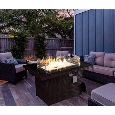 Buy Propane Fire Pit 43 Fire Pit Table 55 000 Btu Auto Ignition Fire Pit Table With 8mm Tempered Glass Top Gas Firepits For Patio Outdoor Espresso Csa Certification With Wind Glass Waterproof