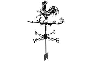 Toddmomy Rooster Weather Vane Roof Mounted Wind Direction Indicator Metal Weather Vane for Garden Farmhouse Patio Outdoor D Cor