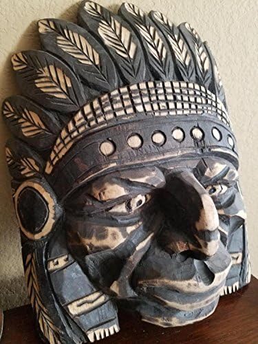 Wood Mask handcarved Inca warrior