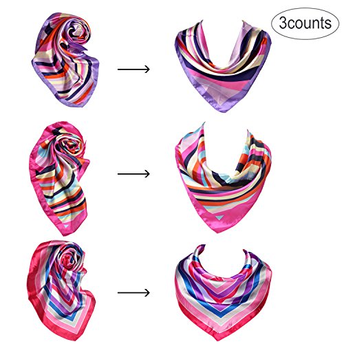 Ginasy 3 PCS Silk Infinity Scarf - Multifunctional Shawl for Neck Hair...