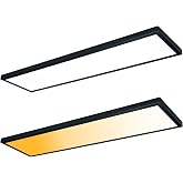 Mcacggo Black 1x4 LED Flat Panel Light Surface Mount 2 Pack | 5000K-4000K-3000K Selectable &amp; Triac Dimmable, Rectangular Flush Mount Ceiling Light for Kitchen Garage, 40W, 100-277V, ETL