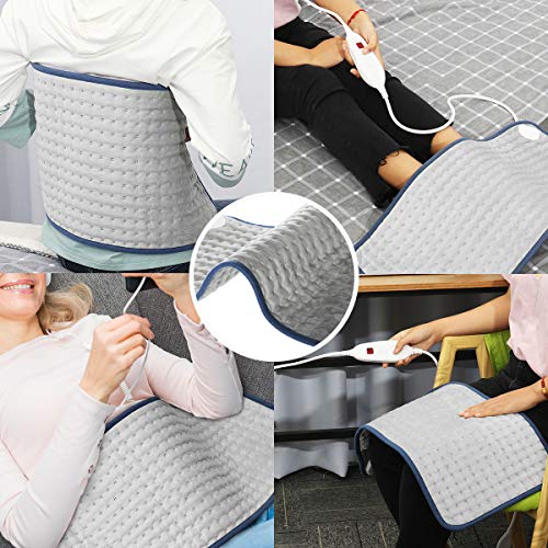 Heating Pads for Back Pain, MIGICSHOW Electric Dry & Moist Heated Pad Large Heat Pad for Cramps Relief, Back, Neck, Abdomen, Legs Ultra-Soft Touch 12''x24'', 6 Heat Settings & 2 Hr Auto Off