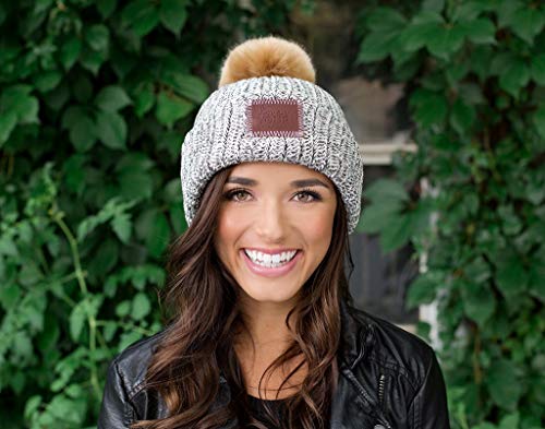 Black Speckled Pom Beanie Natural 