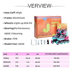 JUSUEN Inline Skates Adjustable for Kids, Roller