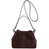 Women Vintage Suede Handbags Tote Handbag Drawstring Bucket Bag Slouchy Crossbody Shoulder Bag Satchel Everyday Purse