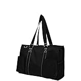 Solid Color Print Zippered Caddy Organizer Tote Bag