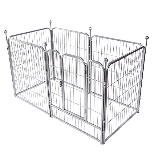 okdeals Heavy Duty Pet Playpen,6 Panel Folding Metal Dog Exercise Fence With Door fit for Indoor Hall Doorway Stairs, Fits Small Medium Animals