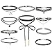 Maggie 10 PCS Choker Necklace with Pendant for Women Girls, Black Classic Velvet Stretch Gothic Tattoo Lace