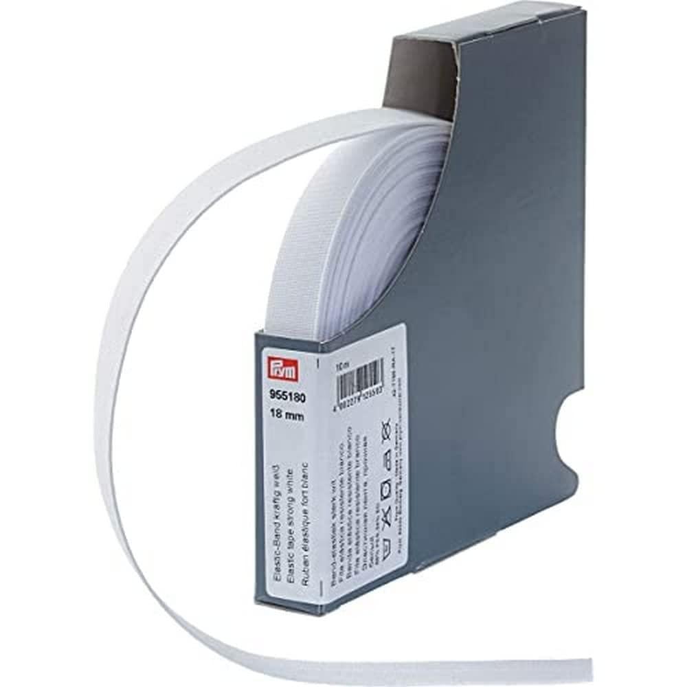 Prym 955180 Elastic Band Strong 18 mm White 66% PES 34% ED