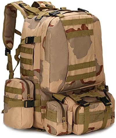 HOWON Outdoor 50L Military Rucksacks Tactical Backpack Assault Pack Combat Backpack Trekking Bag Three sand camouflage 50L
