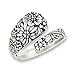 .925 Sterling Silver Detailed Floral Spoon Style Cast Ring