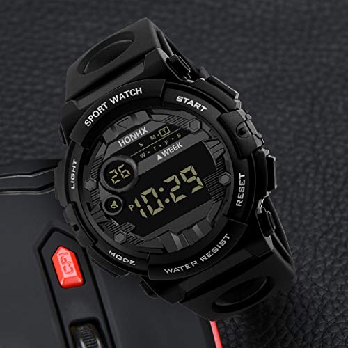Men's Digital Sport Watch Electronic LED Fashion Waterproof Outdoor Casual Wrist Watch (Black)