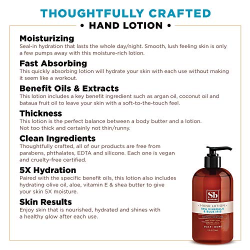Soapbox Gentle Moisture Hand Lotion, Sea Minerals & Blue Iris, Moisturizing Hand Cream for Dry Hands, 12 Ounce (3 Pack)
