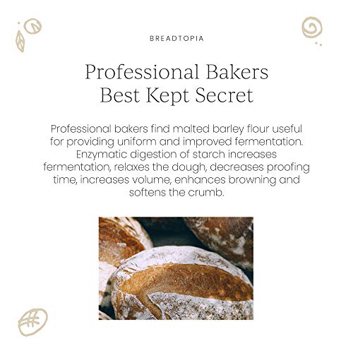 Breadtopia Organic Diastatic Malt Powder 8 oz. | Non-GMO Malted Barley Flour | No Additives, No Sugar, & No Fillers | Milled from Whole Malted Barley Kernel |