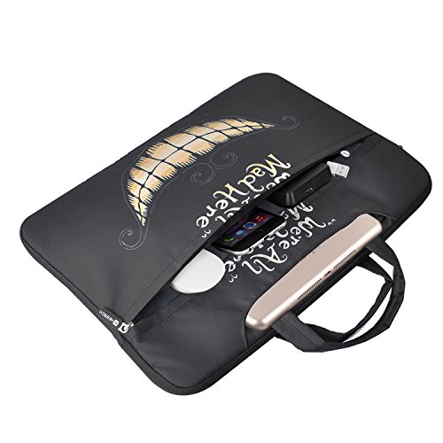 Laptop Bag 15.6, HESTECH Laptop Carrying Case Sleeve, Computer Bag Compatible for 14-15.6 MacBook Pro Lenovo Dell HP Asus Acer Chromebook (We are All Mad Here)