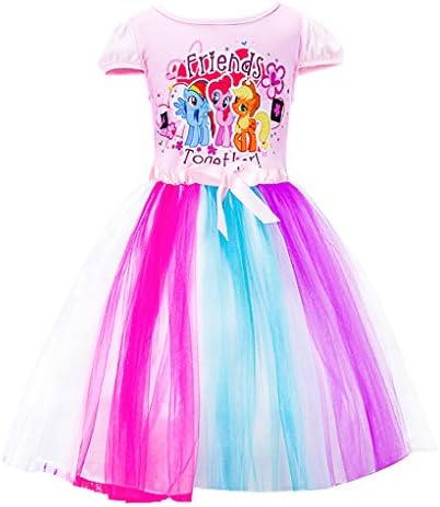 Lemonbaby My Little Pony Girls Princess Birthday Dress Veil Multi Color