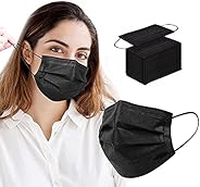 100pcs Black Disposable Face Masks 3Ply Black Face Mask Disposable Masks Breathable
