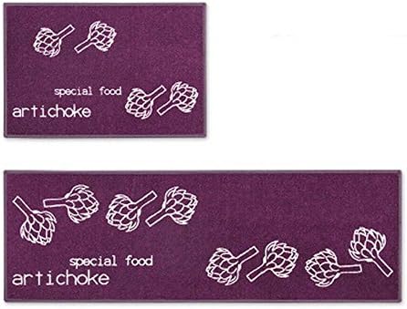 2pcs/set Non Slip Kitchen Floor Mat Durable Entrance Doormats Absorbent Carpets for Bedrooms Bath Rugs and Mats Set (15"x47"+ 15"x23" Inch) (purple)