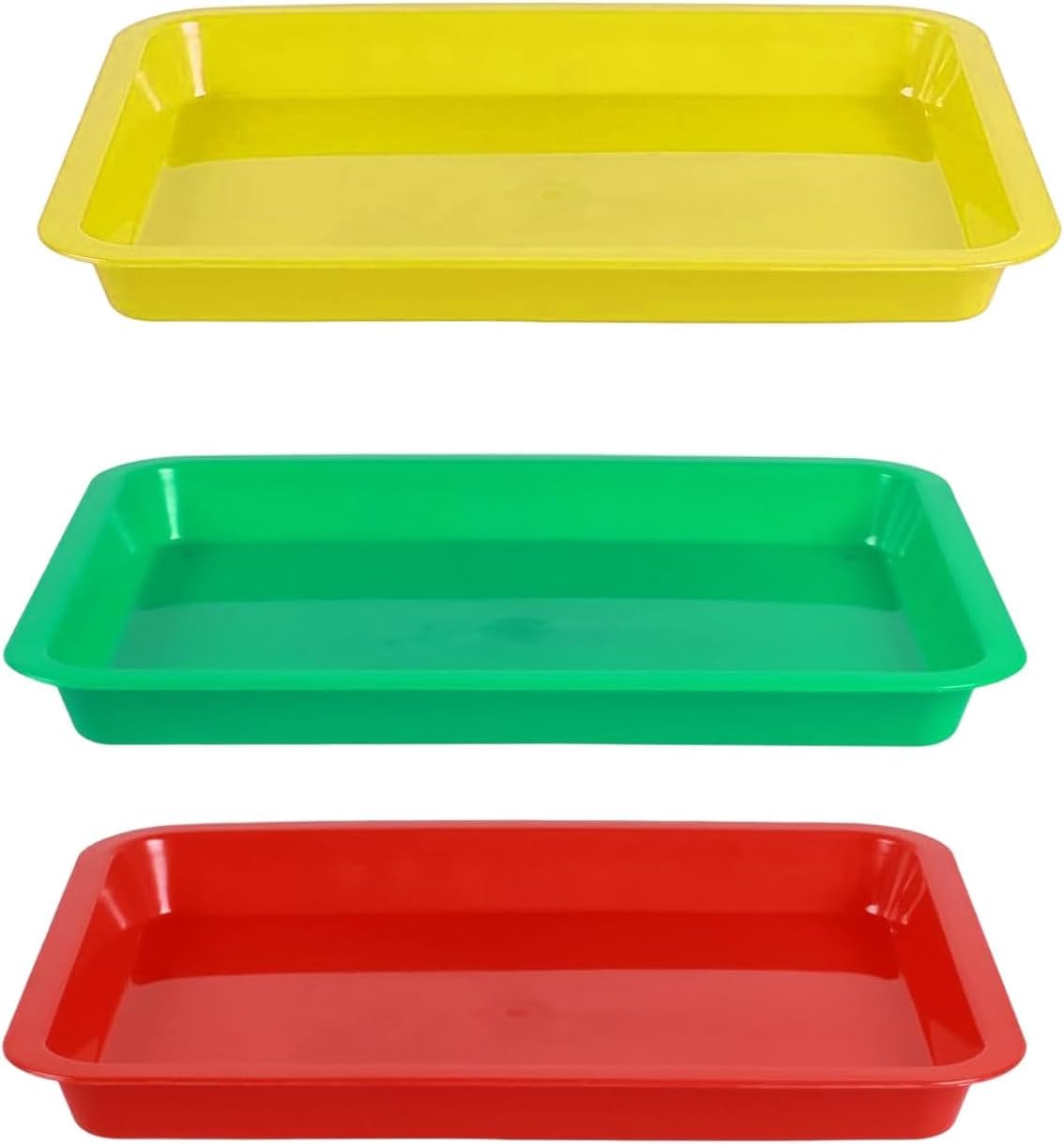 3 Pcs Plastic Play Tray Set – Stackable Mixing and Craft Trays for Play, Art, and DIY Activities – Durable, Easy-Clean Small Trays for Sorting, Water Play, and Educational Fun