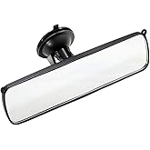 Rear View Mirror, 9.8" Universal Suction Cup Rearview Mirror Car Interior Rear View Mirror – Panoramic- Stick On - Wide Angle
