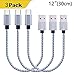 USB Type C Cable, 3Pack 12 inches Short Nylon Braided Cord Lightning Cable USB Type A to C Charger for Macbook, LG G6 V20 G5,Google Pixel, Nexus 6P, Nintendo Switch, Samsung Galaxy S8+ (Silver)