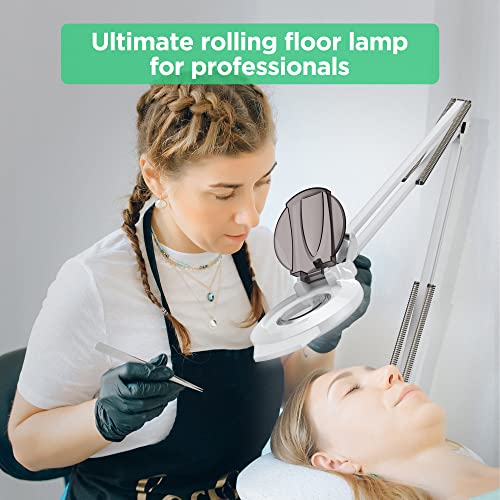EasyinBeauty LED Magnifying Floor Lamp, 2in1 Dimmable LED Magnifying