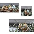 X Hot Popcorn Set of 4 Owls Figurine Statues Colorful Owl Figurines Set Decor Collectible Sculptures