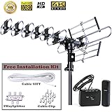 FiveStar Outdoor HD TV Antenna Newest Model Up to 200 Miles Long Range with Motorized 360 Degree Rotation
