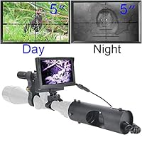 RHYTHMARTS Night Vision Rifle Scope with HD Camera and 5" Screen Infrared Illuminator Allows Viewingin The Darkness for Hunting & Shooting