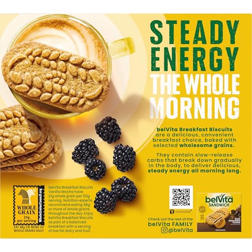 BELVITA BREAKFAST BARS BISCUITS, VANILLA MOCHA, 5 PACKS (4 BISCUITS PER PACK)