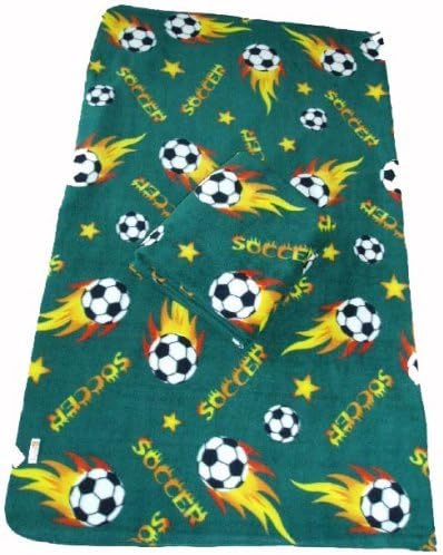 LARGE Size 70x60 Soccer Ball Anti-pill Polar Fleece Blanket (Green)