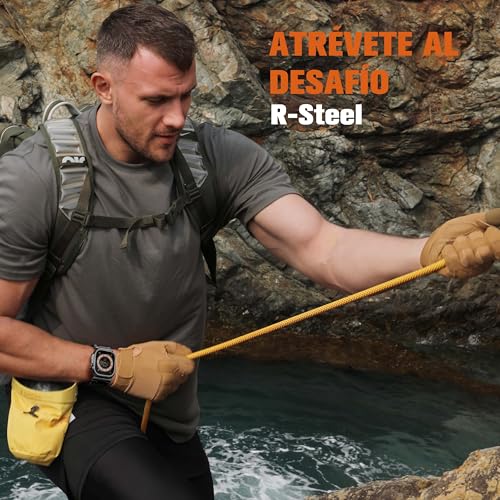 Bandletic R-Steel Strap Compatible with Apple Watch Ultra 2/Ultra 49mm, Series 10 46mm 9/8/7 45mm SE2/6/SE/5/4 44mm 3/2/1 42mm, Robust FKM Replacement Bracelet with Elegant Design Metal Connector, Black