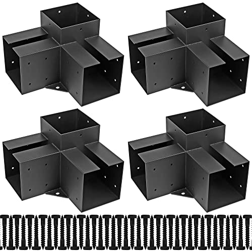 Deck Man Stainless Steel 3Way Right Angle Corner Bracket, Pergola