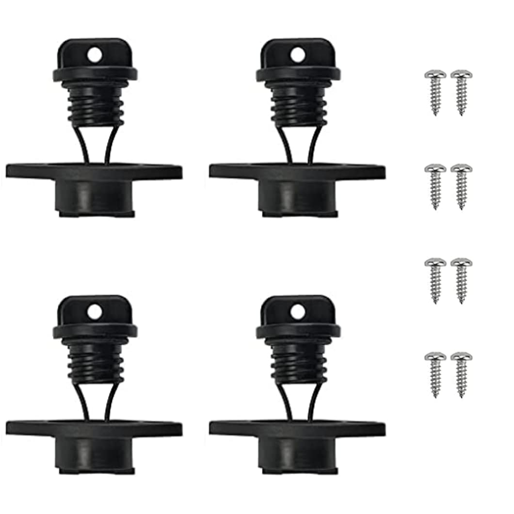 Haihaz, Set of 4 Plastic Kayak Drain Plugs, Kayak Accessories, Portable Drain Plugs for Kayak, Universal Black Plastic Drain Plugs for Kayak, Drain Plug for Kayak with 4 Screws